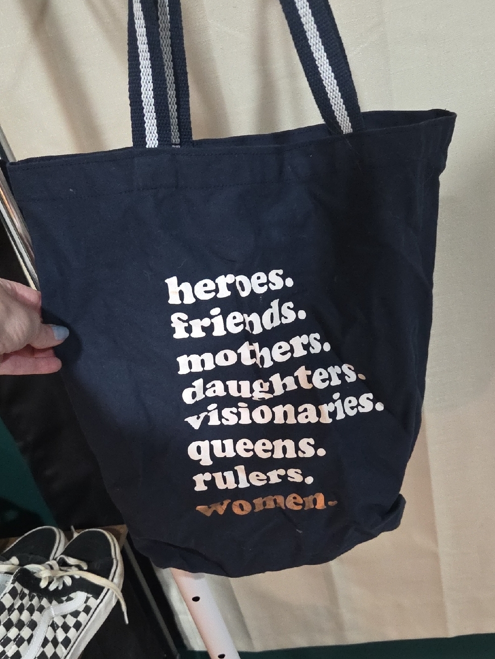 Old Navy Navy Canvas Tote with Inspirational Typography